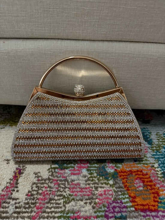 Handbags - Gold Glitter Crossbody Clutch